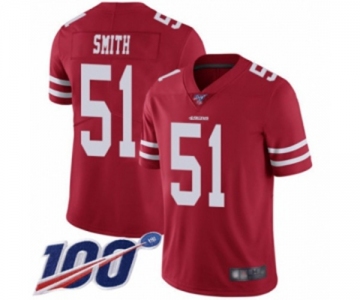 Men's San Francisco 49ers #51 Malcolm Smith Red Team Color Vapor Untouchable Limited Player 100th Season Football Jersey