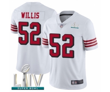 Men's San Francisco 49ers #52 Patrick Willis Limited White Rush Vapor Untouchable Super Bowl LIV Bound Football Jersey