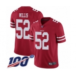 Men's San Francisco 49ers #52 Patrick Willis Red Team Color Vapor Untouchable Limited Player 100th Season Football Jersey