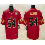 Men's San Francisco 49ers #54 Bobby Wagner Red 75th Patch Golden Edition Stitched Nike Limited Jersey