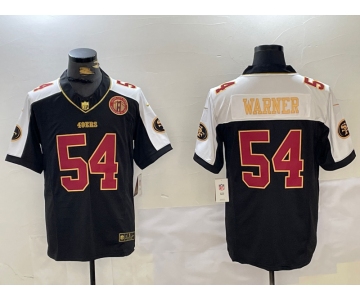 Men's San Francisco 49ers #54 Fred Warner Black White FUSE With Patch Limited Stitched Jersey