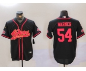 Men's San Francisco 49ers #54 Fred Warner Black With Patch Cool Base Stitched Baseball Jersey