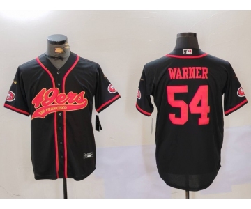 Men's San Francisco 49ers #54 Fred Warner Black With Patch Cool Base Stitched Baseball Jersey