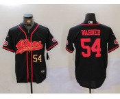 Men's San Francisco 49ers #54 Fred Warner Black With Patch Cool Base Stitched Baseball Jerseys