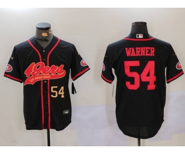 Men's San Francisco 49ers #54 Fred Warner Black With Patch Cool Base Stitched Baseball Jerseys