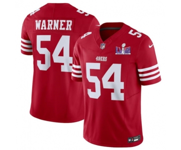 Men's San Francisco 49ers #54 Fred Warner Red 2024 F.U.S.E. Super Bowl LVIII Patch Vapor Untouchable Limited Football Stitched Jersey