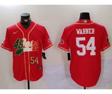 Men's San Francisco 49ers #54 Fred Warner Red With Patch Cool Base Stitched Baseball Jerseys