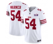 Men's San Francisco 49ers #54 Fred Warner White 2024 F.U.S.E. Super Bowl LVIII Patch Vapor Untouchable Limited Football Stitched Jersey