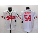 Men's San Francisco 49ers #54 Fred Warner White With Patch Cool Base Stitched Baseball Jersey