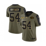 Men's San Francisco 49ers #54 Warner Scarlet 2021 Olive Camo Salute To Service Golden Limited Stitched Football Jersey