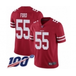 Men's San Francisco 49ers #55 Dee Ford Red Team Color Vapor Untouchable Limited Player 100th Season Football Jersey