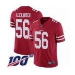 Men's San Francisco 49ers #56 Kwon Alexander Red Team Color Vapor Untouchable Limited Player 100th Season Football Jersey