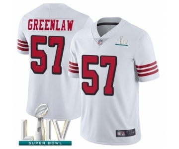 Men's San Francisco 49ers #57 Dre Greenlaw Limited White Rush Vapor Untouchable Super Bowl LIV Bound Football Jersey