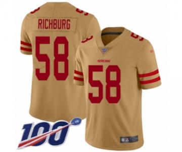 Men's San Francisco 49ers #58 Weston Richburg Limited Gold Inverted Legend 100th Season Football Jersey