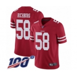 Men's San Francisco 49ers #58 Weston Richburg Red Team Color Vapor Untouchable Limited Player 100th Season Football Jersey