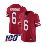 Men's San Francisco 49ers #6 Mitch Wishnowsky Red Team Color Vapor Untouchable Limited Player 100th Season Football Jersey