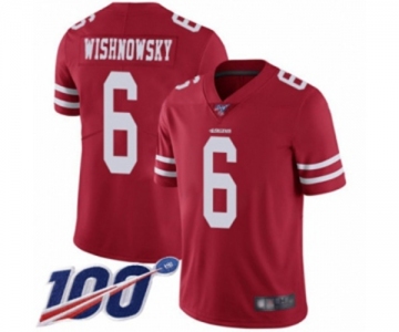 Men's San Francisco 49ers #6 Mitch Wishnowsky Red Team Color Vapor Untouchable Limited Player 100th Season Football Jersey