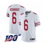 Men's San Francisco 49ers #6 Mitch Wishnowsky White Vapor Untouchable Limited Player 100th Season Football Jersey