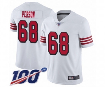 Men's San Francisco 49ers #68 Mike Person Limited White Rush Vapor Untouchable 100th Season Football Jersey