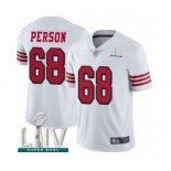 Men's San Francisco 49ers #68 Mike Person Limited White Rush Vapor Untouchable Super Bowl LIV Bound Football Jersey