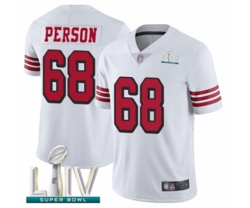 Men's San Francisco 49ers #68 Mike Person Limited White Rush Vapor Untouchable Super Bowl LIV Bound Football Jersey