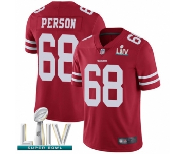 Men's San Francisco 49ers #68 Mike Person Red Team Color Vapor Untouchable Limited Player Super Bowl LIV Bound Football Jersey