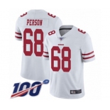 Men's San Francisco 49ers #68 Mike Person White Vapor Untouchable Limited Player 100th Season Football Jersey