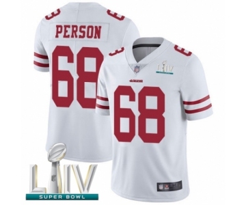 Men's San Francisco 49ers #68 Mike Person White Vapor Untouchable Limited Player Super Bowl LIV Bound Football Jersey