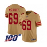 Men's San Francisco 49ers #69 Mike McGlinchey Limited Gold Inverted Legend 100th Season Football Jersey