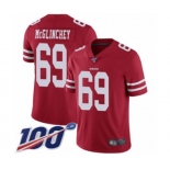 Men's San Francisco 49ers #69 Mike McGlinchey Red Team Color Vapor Untouchable Limited Player 100th Season Football Jersey