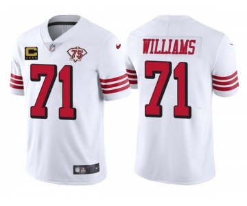 Men's San Francisco 49ers #71 Trent Williams White 75th Anniversary With C Patch Vapor Untouchable Limited Stitched Football Jersey