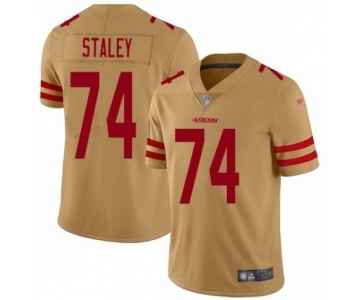 Men's San Francisco 49ers #74 Joe Staley Limited Gold Inverted Legend Football Jersey