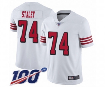 Men's San Francisco 49ers #74 Joe Staley Limited White Rush Vapor Untouchable 100th Season Football Jersey