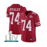 Men's San Francisco 49ers #74 Joe Staley Red Team Color Vapor Untouchable Limited Player Super Bowl LIV Bound Football Jersey