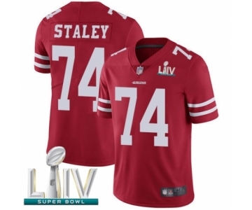 Men's San Francisco 49ers #74 Joe Staley Red Team Color Vapor Untouchable Limited Player Super Bowl LIV Bound Football Jersey