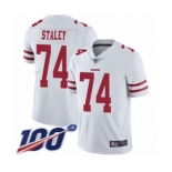 Men's San Francisco 49ers #74 Joe Staley White Vapor Untouchable Limited Player 100th Season Football Jersey