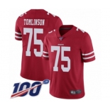 Men's San Francisco 49ers #75 Laken Tomlinson Red Team Color Vapor Untouchable Limited Player 100th Season Football Jersey