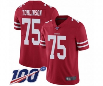 Men's San Francisco 49ers #75 Laken Tomlinson Red Team Color Vapor Untouchable Limited Player 100th Season Football Jersey