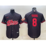 Men's San Francisco 49ers #8 Steve Young Black Pinstripe With Patch Cool Base Stitched Baseball Jersey