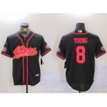 Men's San Francisco 49ers #8 Steve Young Black With Patch Cool Base Stitched Baseball Jerseys