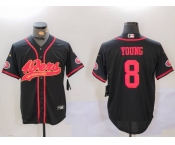 Men's San Francisco 49ers #8 Steve Young Black With Patch Cool Base Stitched Baseball Jerseys