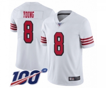 Men's San Francisco 49ers #8 Steve Young Limited White Rush Vapor Untouchable 100th Season Football Jersey