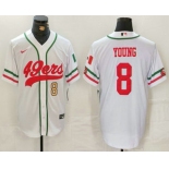 Men's San Francisco 49ers #8 Steve Young Number White Mexico Cool Base Stitched Baseball Jersey