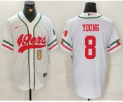 Men's San Francisco 49ers #8 Steve Young Number White Mexico Cool Base Stitched Baseball Jersey