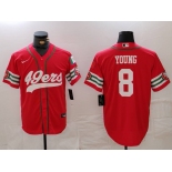 Men's San Francisco 49ers #8 Steve Young Red Mexico Cool Base Stitched Baseball Jersey