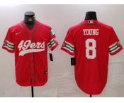 Men's San Francisco 49ers #8 Steve Young Red Mexico Cool Base Stitched Baseball Jersey