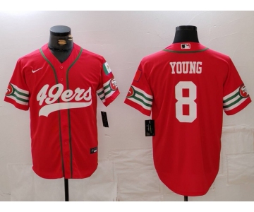 Men's San Francisco 49ers #8 Steve Young Red Mexico Cool Base Stitched Baseball Jersey