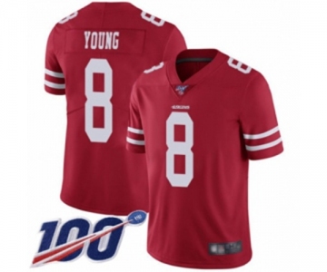 Men's San Francisco 49ers #8 Steve Young Red Team Color Vapor Untouchable Limited Player 100th Season Football Jersey