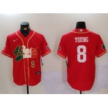 Men's San Francisco 49ers #8 Steve Young Red With Patch Cool Base Stitched Baseball Jersey