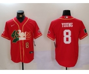 Men's San Francisco 49ers #8 Steve Young Red With Patch Cool Base Stitched Baseball Jersey